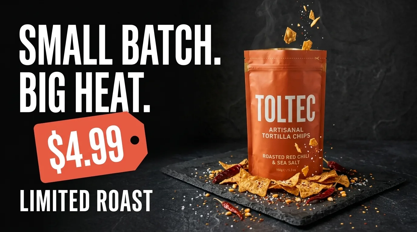 TOLTEC promo poster — “Small batch. Big heat.” $4.99